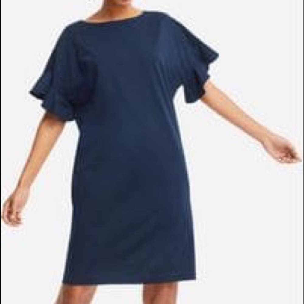 Uniqlo Navy Ruffle Sleeve Dress